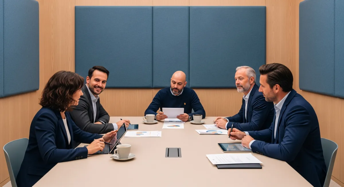 Profissionais em reunião consultiva